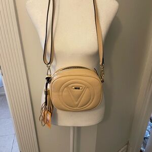 V-Emblem Tan Crossbody Bag